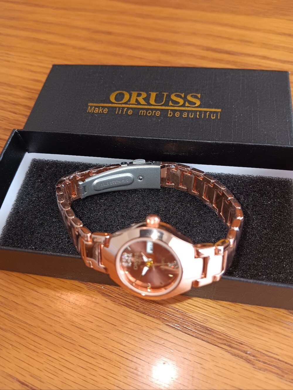 New Day/Date Copper Tone Watch With Second Hand Movement